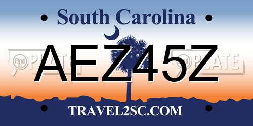 AEZ45Z South Carolina License Plate