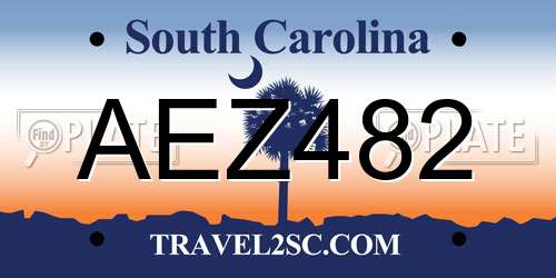 AEZ482 South Carolina License Plate