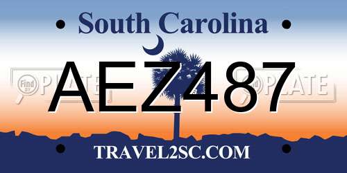AEZ487 South Carolina License Plate