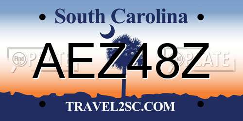 AEZ48Z South Carolina License Plate