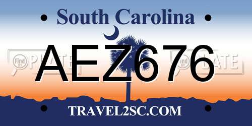 AEZ676 South Carolina License Plate