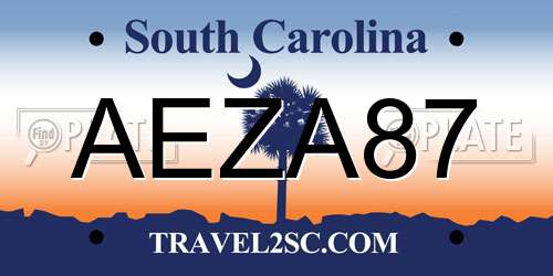 AEZA87 South Carolina License Plate