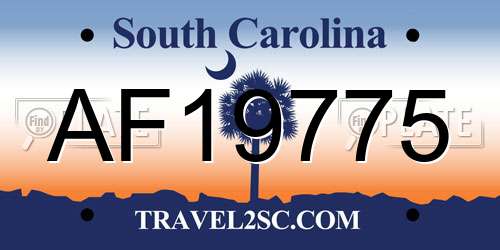 AF19775 South Carolina License Plate