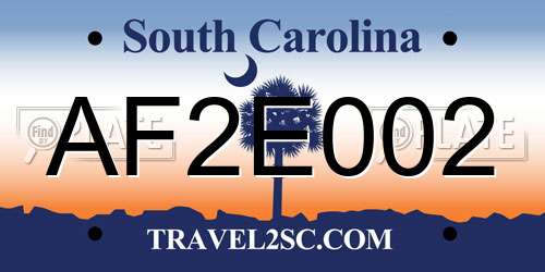 AF2E002 South Carolina License Plate