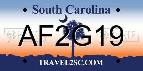 AF2G19 South Carolina License Plate