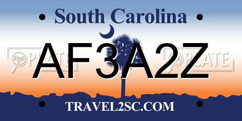 AF3A2Z South Carolina License Plate