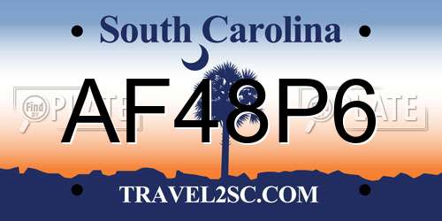 AF48P6 South Carolina License Plate