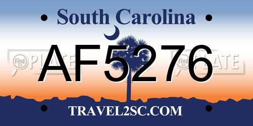 AF5276 South Carolina License Plate