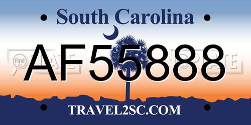 AF55888 South Carolina License Plate