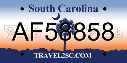 AF58858 South Carolina License Plate