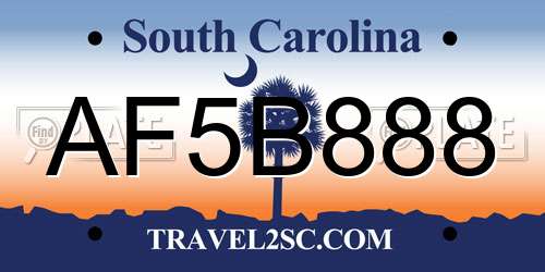 AF5B888 South Carolina License Plate