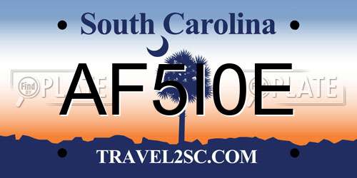 AF5I0E South Carolina License Plate