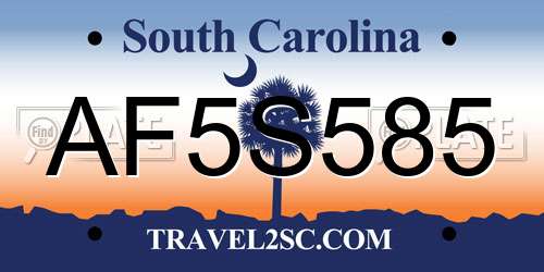 AF5S585 South Carolina License Plate