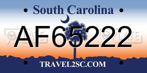 AF65222 South Carolina License Plate