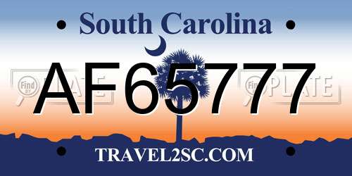 AF65777 South Carolina License Plate