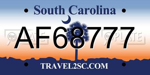 AF68777 South Carolina License Plate