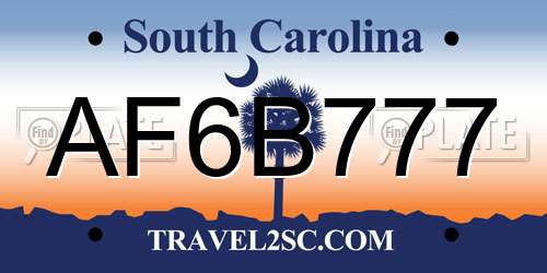 AF6B777 South Carolina License Plate