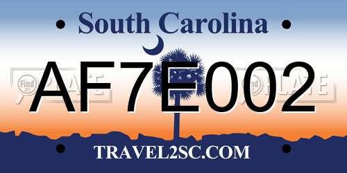 AF7E002 South Carolina License Plate