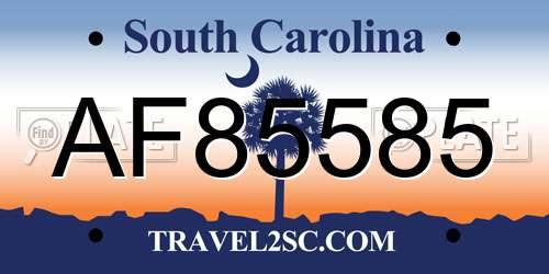 AF85585 South Carolina License Plate