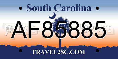 AF85885 South Carolina License Plate