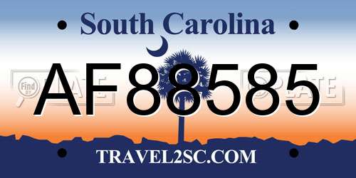 AF88585 South Carolina License Plate