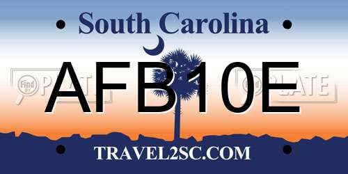 AFB10E South Carolina License Plate