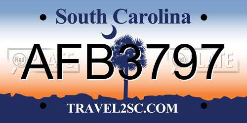 AFB3797 South Carolina License Plate
