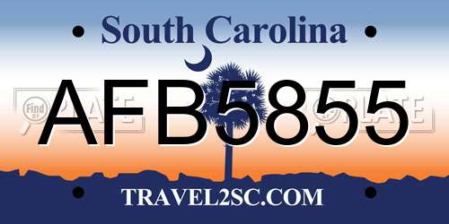 AFB5855 South Carolina License Plate