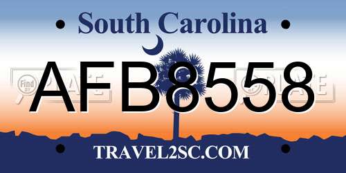 AFB8558 South Carolina License Plate