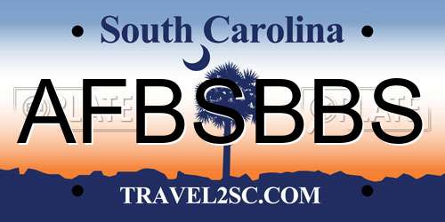 AFBSBBS South Carolina License Plate