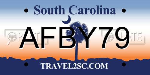 AFBY79 South Carolina License Plate