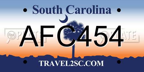 AFC454 South Carolina License Plate