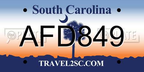 AFD849 South Carolina License Plate