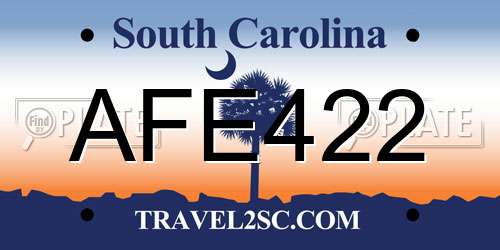 AFE422 South Carolina License Plate
