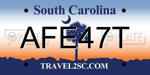 AFE47T South Carolina License Plate