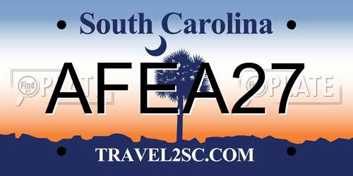 AFEA27 South Carolina License Plate