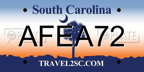 AFEA72 South Carolina License Plate