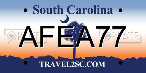 AFEA77 South Carolina License Plate