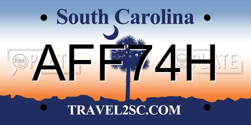 AFF74H South Carolina License Plate