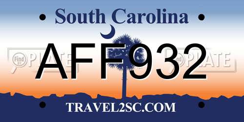 AFF932 South Carolina License Plate