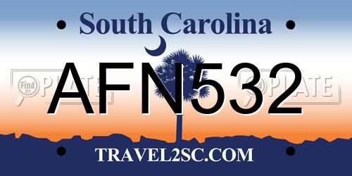 AFN532 South Carolina License Plate