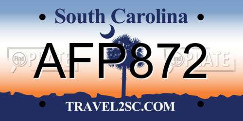 AFP872 South Carolina License Plate
