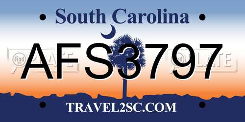 AFS3797 South Carolina License Plate