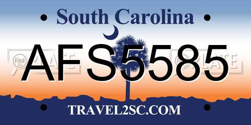 AFS5585 South Carolina License Plate