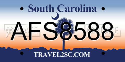 AFS8588 South Carolina License Plate