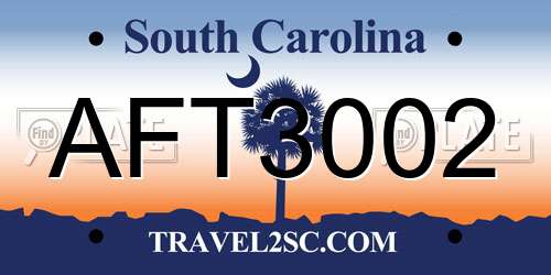 AFT3002 South Carolina License Plate