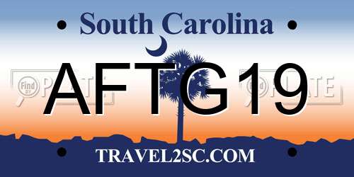 AFTG19 South Carolina License Plate