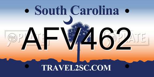AFV462 South Carolina License Plate