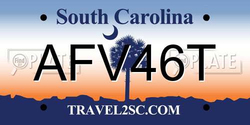 AFV46T South Carolina License Plate
