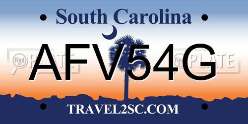 AFV54G South Carolina License Plate